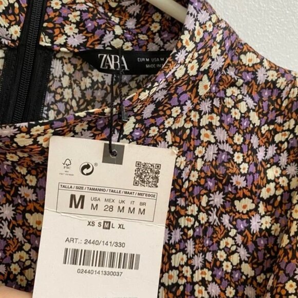 Zara Printed Ruffle Trapeze Dress M - Picture 13 of 14